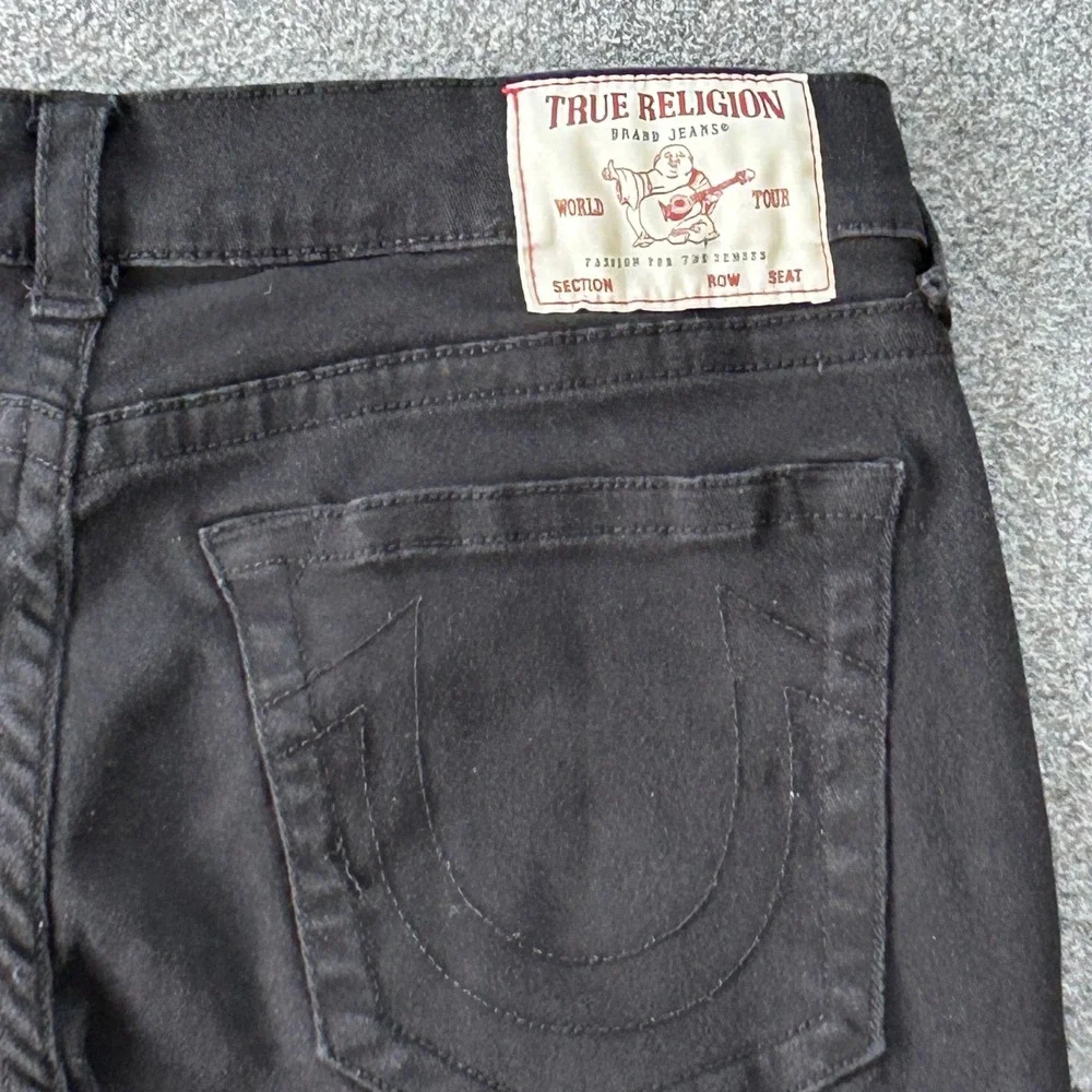 True Religion Geno Jeans Mens 36x30 Black Relaxed Slim Stretch Denim Horseshoe‎